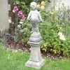 Statues & Sculptures Children-Victorian Girl on Pedestal Stone Garden Statue