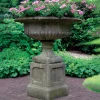 Statues & Sculptures Large|Round-Victorian Grand Stone Garden Planter on Pedestal