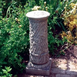 Statues & Sculptures Plinths & Pedestals-Vine Column Stone Garden Pedestal