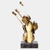 Statues & Sculptures Table Top|Floor Standing-Violin Fusion 80cm Gold Metal Indoor Sculpture