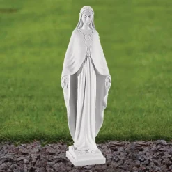 Statues & Sculptures Virgin Mary-Virgin Mary 35cm Marble Resin Garden Statue