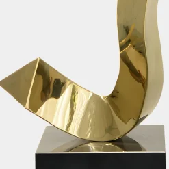 Statues & Sculptures Table Top|Abstract-Vivid Edge 65cm Gold Metal Indoor Sculpture