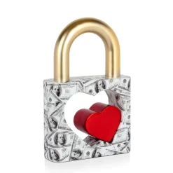 Statues & Sculptures Table Top|Contemporary-Wealth Padlock 38cm Gold Resin Indoor Sculpture