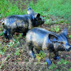 Statues & Sculptures Farm-Wild Piglets (Set of 2) Bronze Metal Garden Ornaments