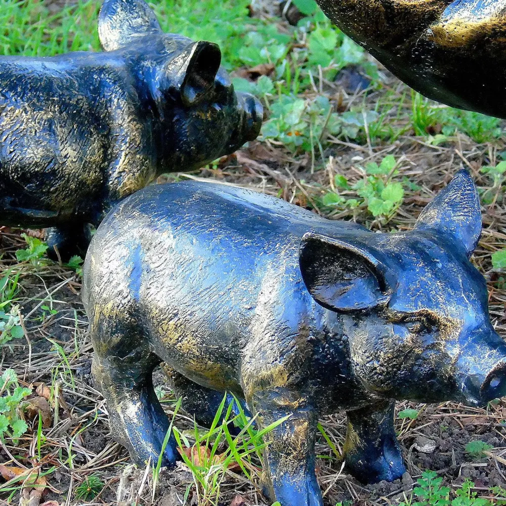 Statues & Sculptures Farm-Wild Piglets (Set of 2) Bronze Metal Garden Ornaments