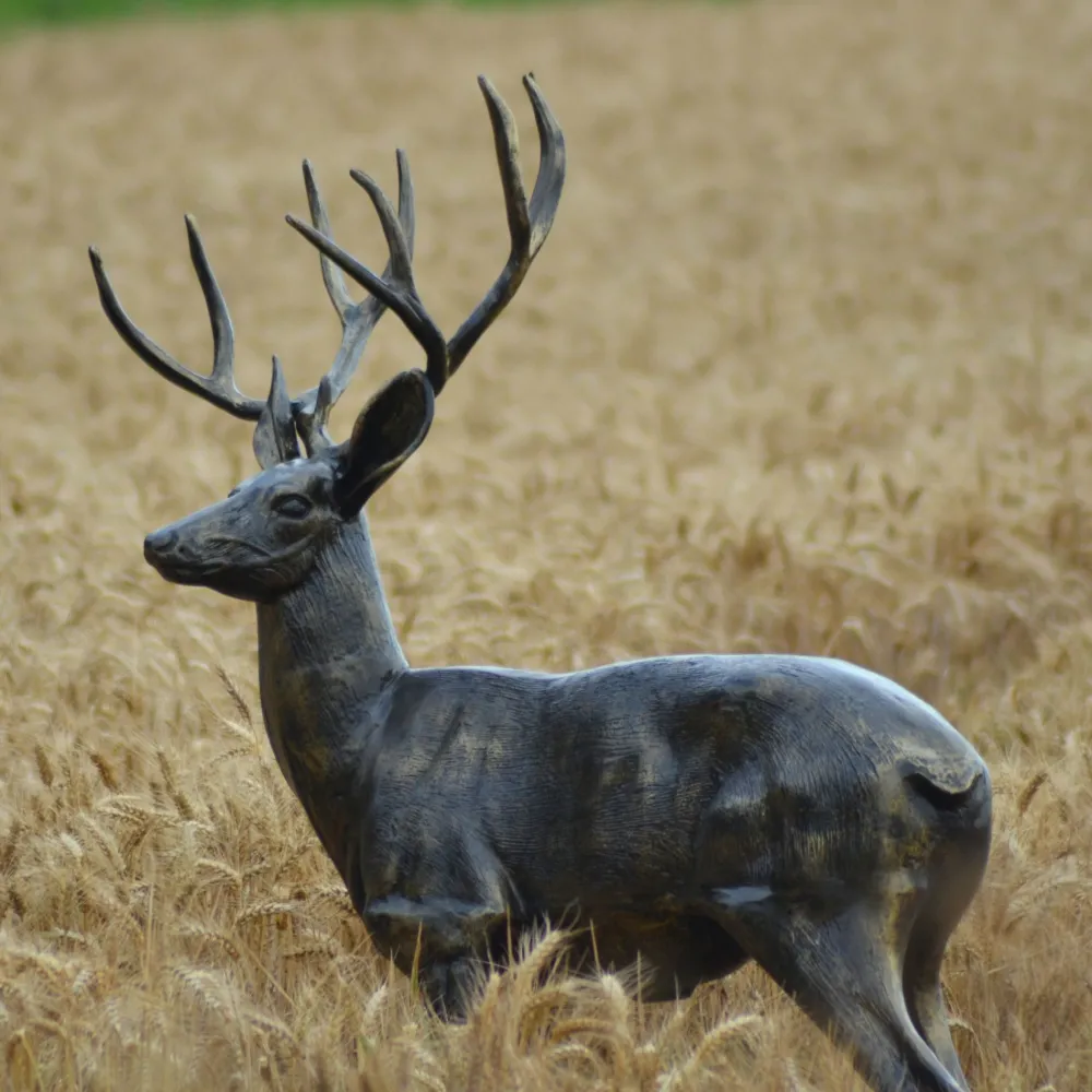 Statues & Sculptures Stags & Deers-Wild Stag Life-Size 148cm Bronze Metal Garden Statue