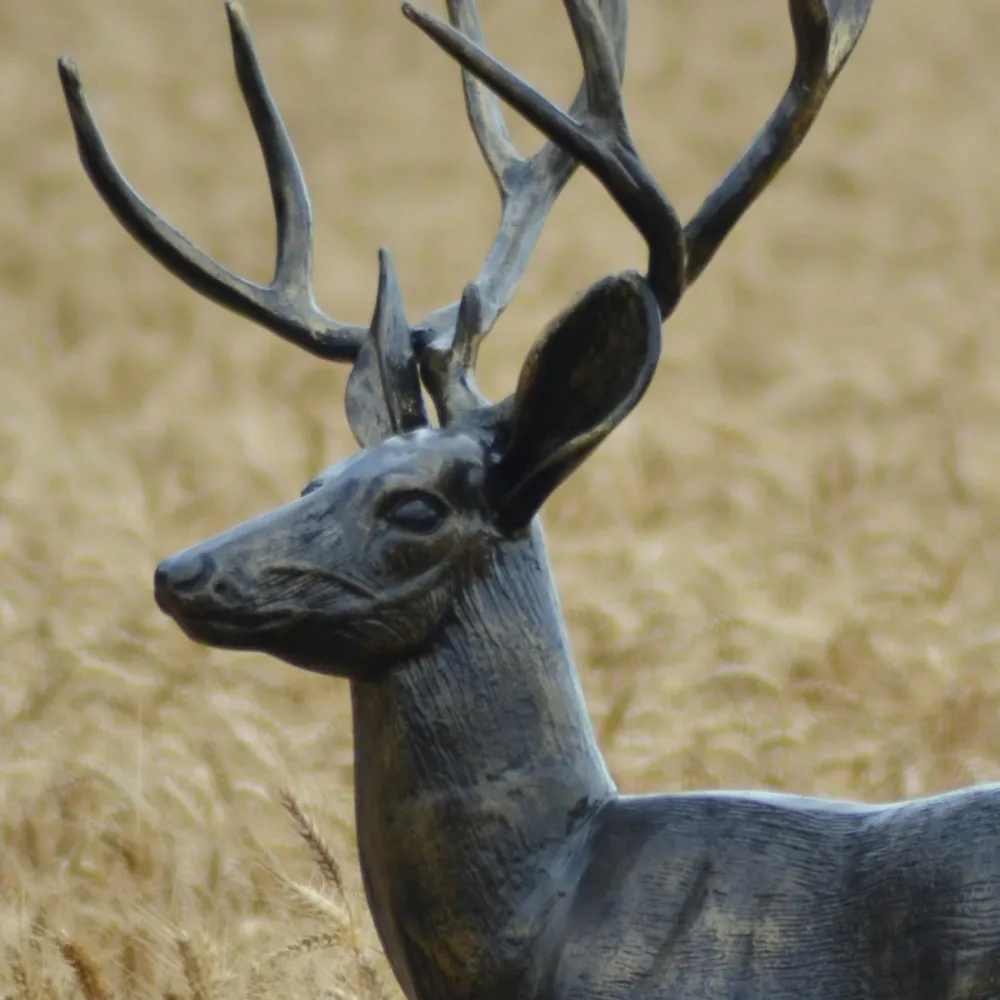 Statues & Sculptures Stags & Deers-Wild Stag Life-Size 148cm Bronze Metal Garden Statue