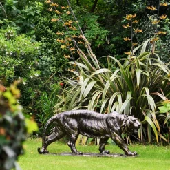 Statues & Sculptures Wildlife|Lions-Wild Tiger 51cm Bronze Metal Garden Statue