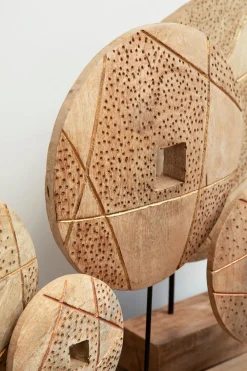 Statues & Sculptures Table Top|Abstract-Woodland Disc 52cm Wood Indoor Sculpture