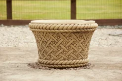 Statues & Sculptures Large|Round-Woven Plant Pot Bathstone Stone Garden Planter