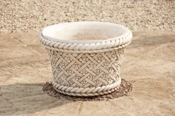 Statues & Sculptures Large|Round-Woven Plant Pot Portland Stone Garden Planter