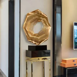 Statues & Sculptures Table Top|Abstract-Xenon Grid 70cm Gold Metal Indoor Sculpture