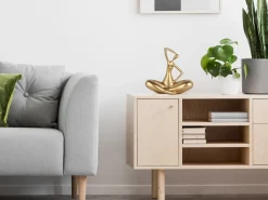 Statues & Sculptures Figurative|Table Top-Yoga Grace 25cm Gold Resin Indoor Sculpture