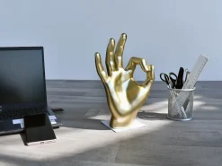 Statues & Sculptures Table Top|Contemporary-Zen Hand 27cm Gold Resin Indoor Sculpture